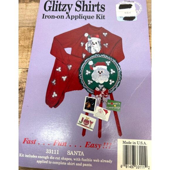 Glitzy Shirts Iron-On Applique Kit Santa Design - Picture 2 of 3